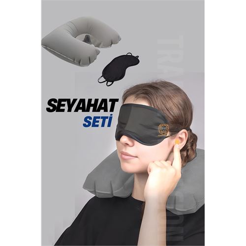 ModaCar Seyahat Boyun Yastığı Uyku Maskesi Seyahat Seti 