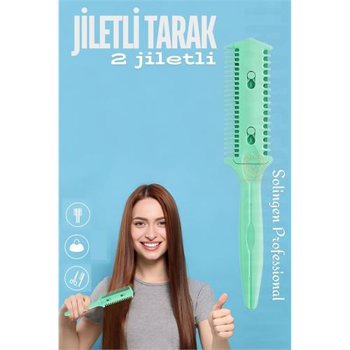ModaCar 2 Jiletli Tarak Saç İnceltme Saç Kırığı İçin Jiletli Tarak Solingen Professional 