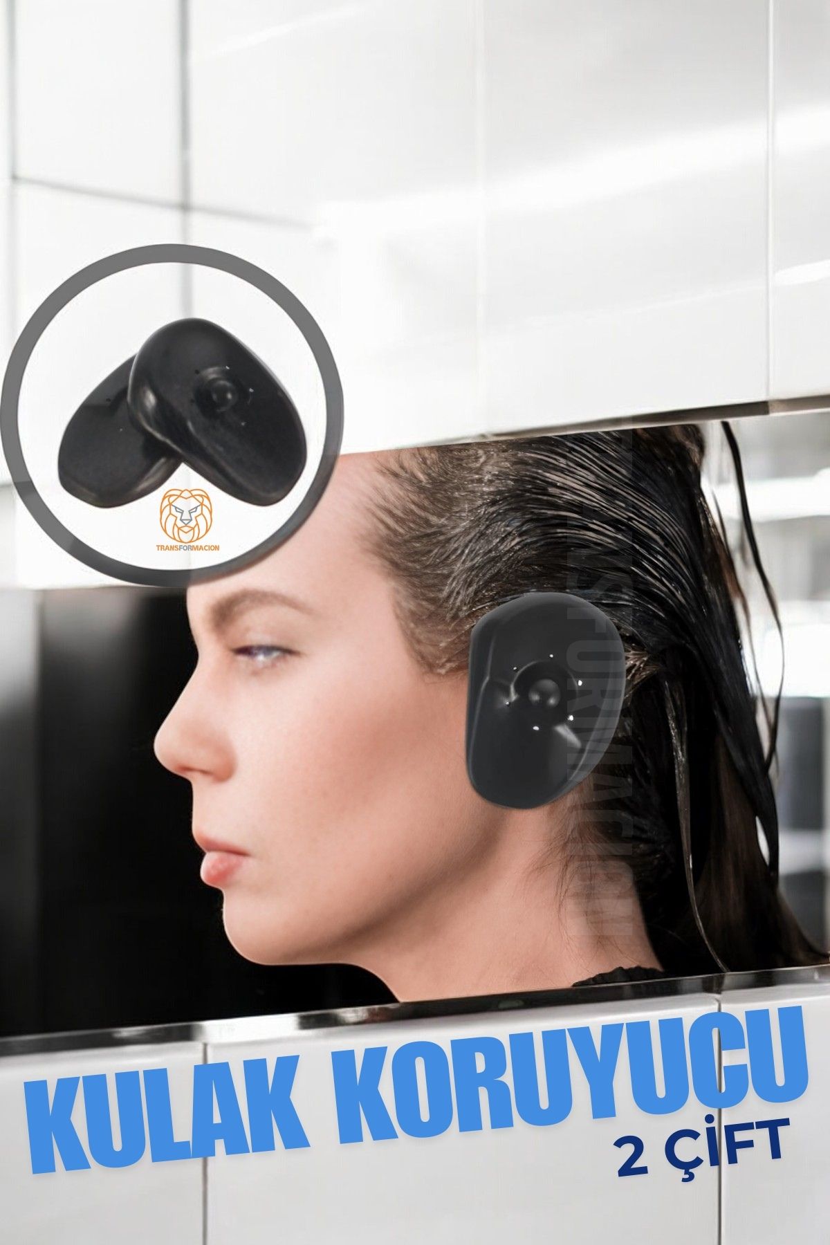 Kulak Koruyucu Saç Boyası Şampuan Kesim İçin 2 TAKIM