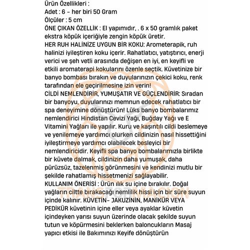 TransForMacion Banyo Bombası Jakuzi Küvet Banyo Bombası Topu 6 adet 300 Gr 721280