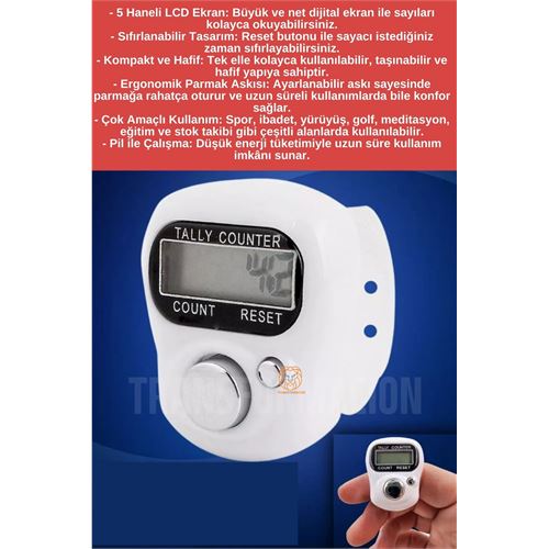 Transformacion Zikirmatik Dijital Parmak Sayacı Sıfırlanabilir 5 Haneli LCD Ekran 2 ADET 721281