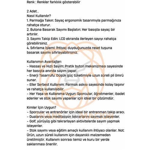 Transformacion Zikirmatik Dijital Parmak Sayacı Sıfırlanabilir 5 Haneli LCD Ekran 2 ADET 721281