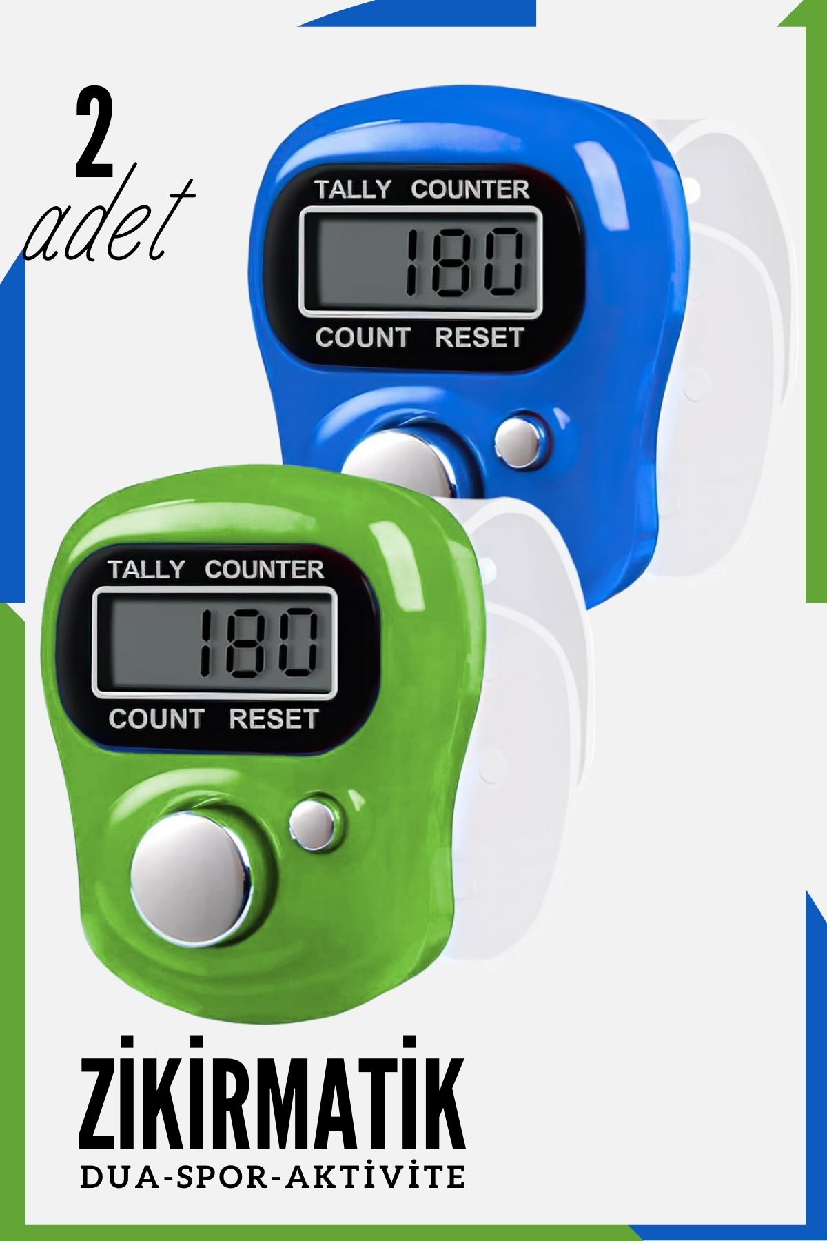 Zikirmatik Dijital Parmak Sayacı Sıfırlanabilir 5 Haneli LCD Ekran 2 ADET 721281