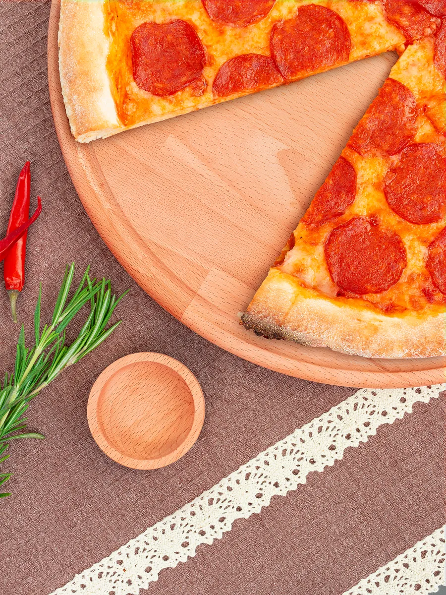 TransForMacion Ahşap Pizza Lahmacun Pide Sunum ve Kesim Tahtası 34 cm 2 ADET 721285