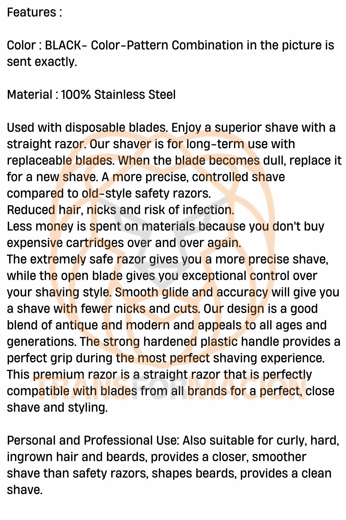 TransForMacion Paslanmaz Çelik Ustura Türk Modeli 721292