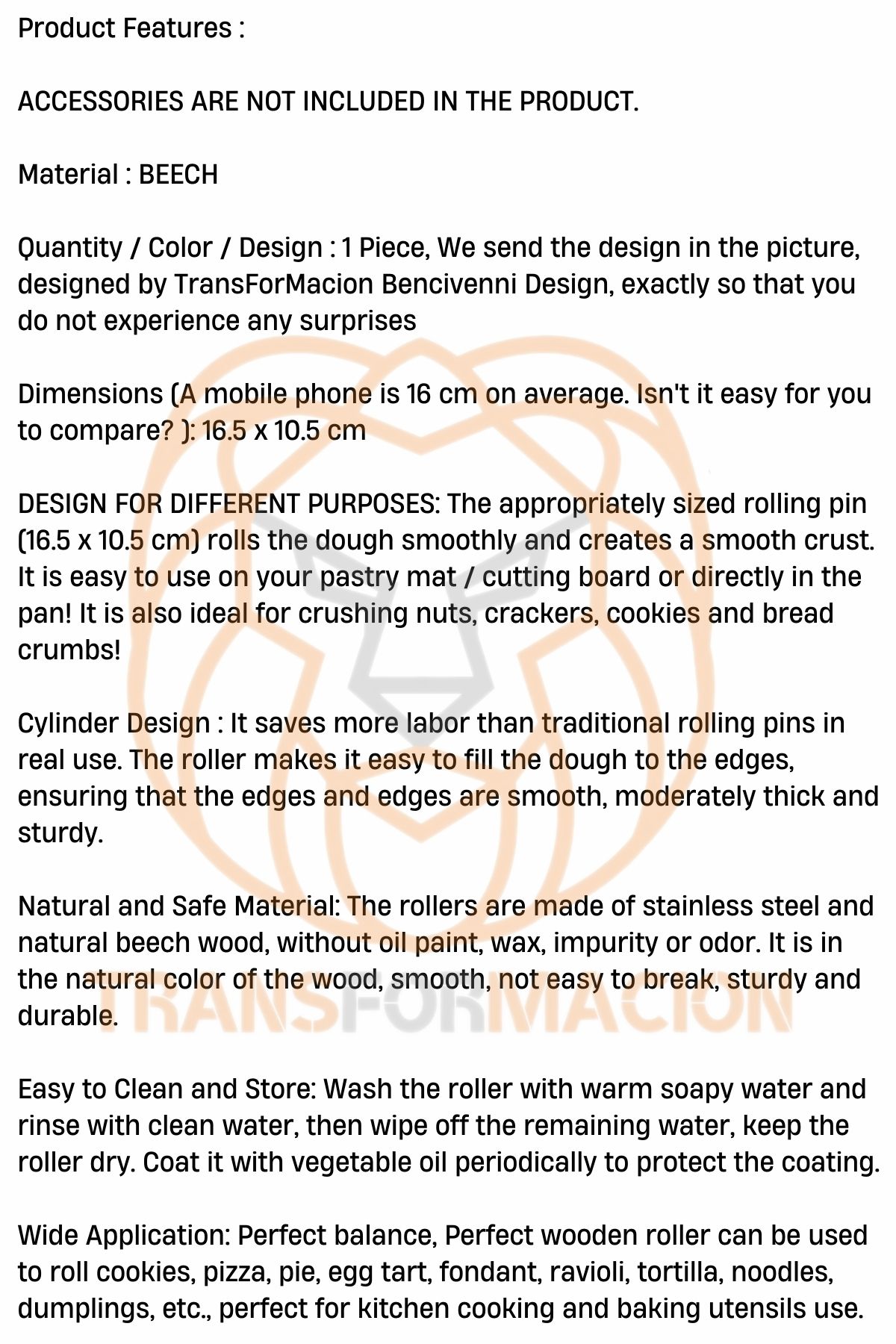 TransForMacion Pratik Merdane Ahşap Ergonımik Oklava 721294