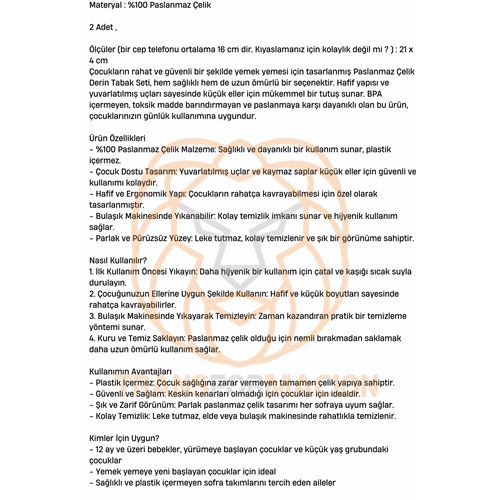 TransForMacion Çocuk Tabağı Güvenli Kenarlı Çelik 2 Adet 21 cm 721296