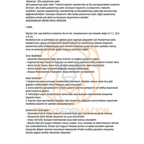 TransForMacion Patates Ezici  304 Paslanmaz Çelik Havuç Muz Avokado Ezici 721297