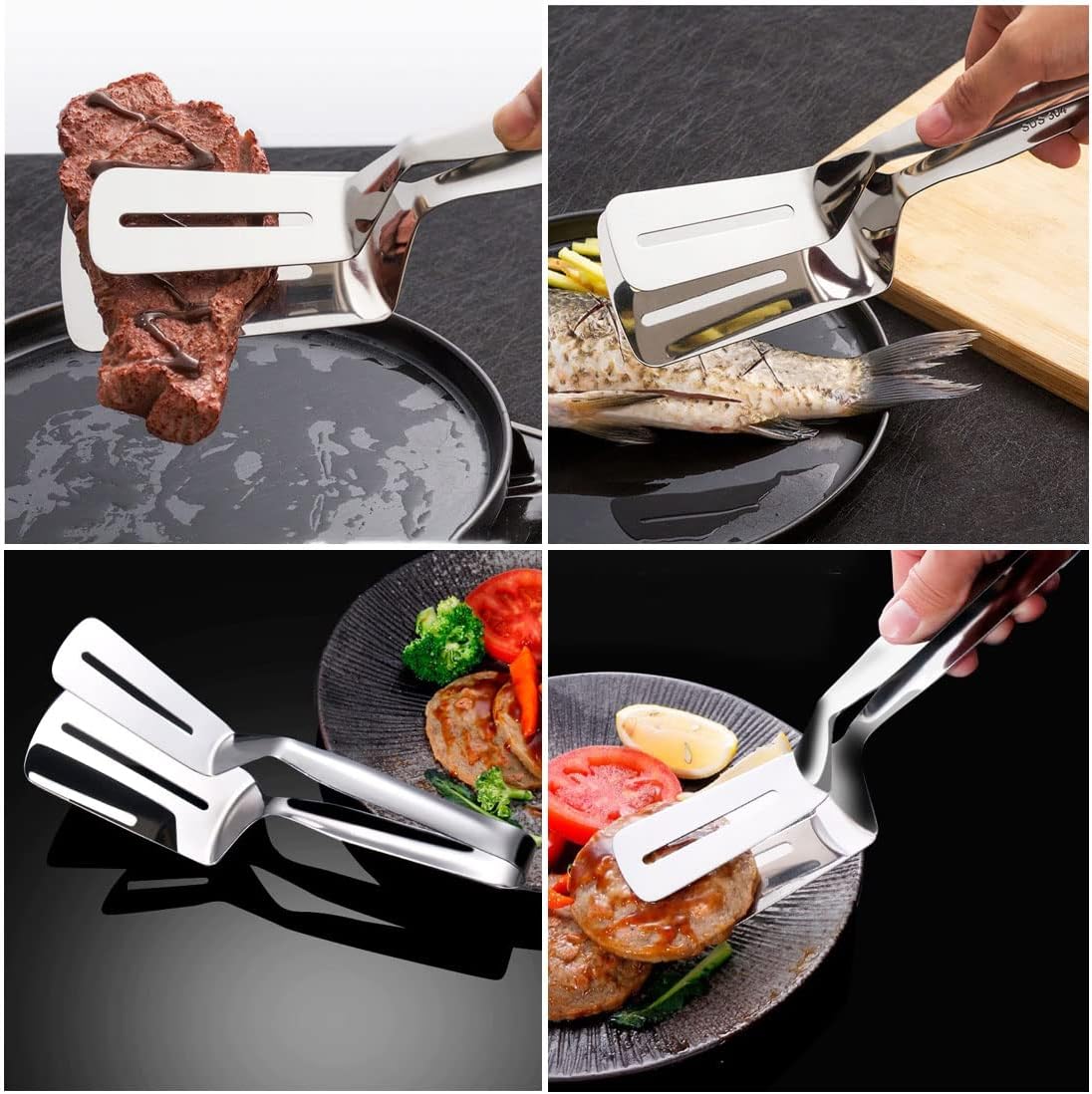 Spatulalı Maşa Biftek Balık Maşası 304 Paslanmaz Çelik 721299