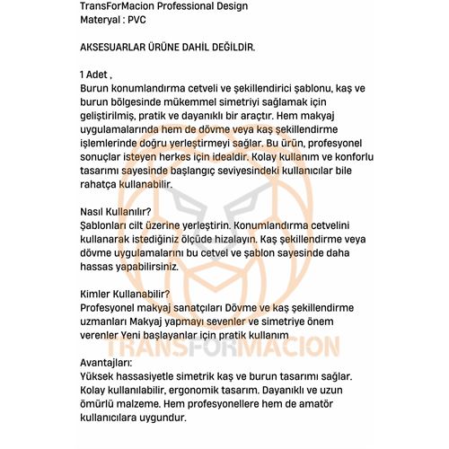 TransForMacion Kaş Tasarım Cetveli Kaş Ölçüm Cetveli 721300