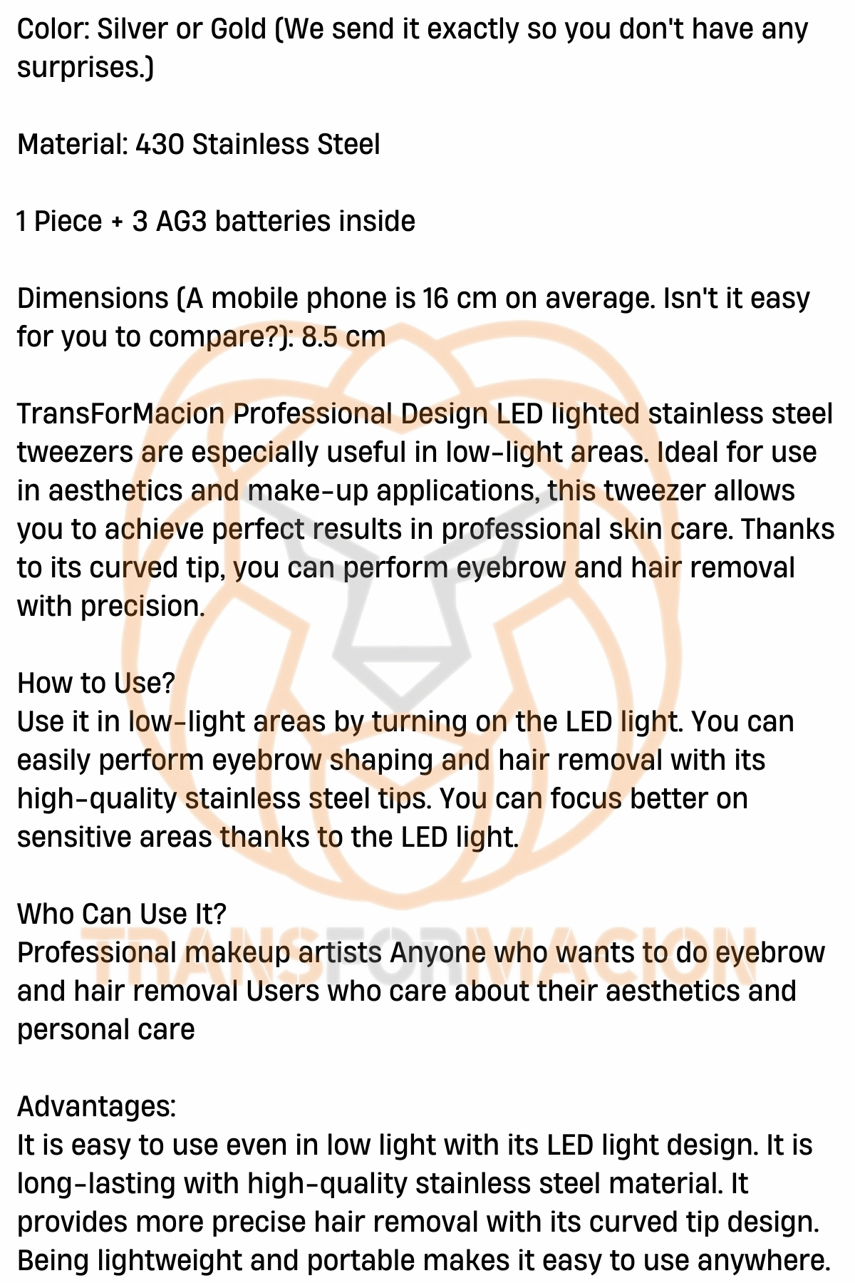 Led Işıklı Cımbız Kirpik Kaş Cımbız Epilasyon Cımbızı 721301