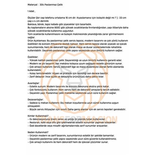 TransForMacion Çelik Fırın Tepsisi 33 cm 304 Paslanmaz Çelik 721313