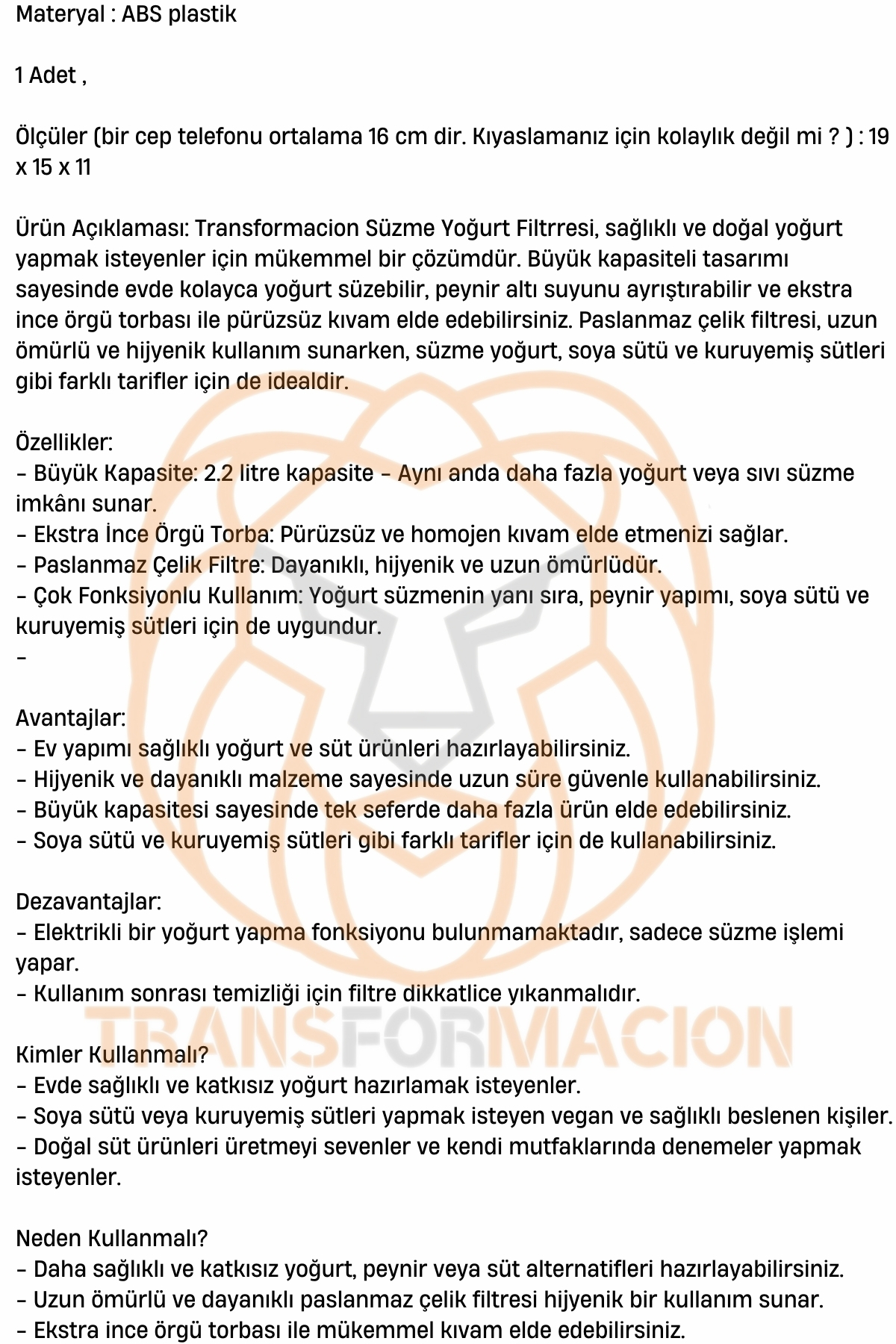 Yoğurt Süzücü Süzme Yoğurt Filtresİ Yoğurt Süzgeci 721348