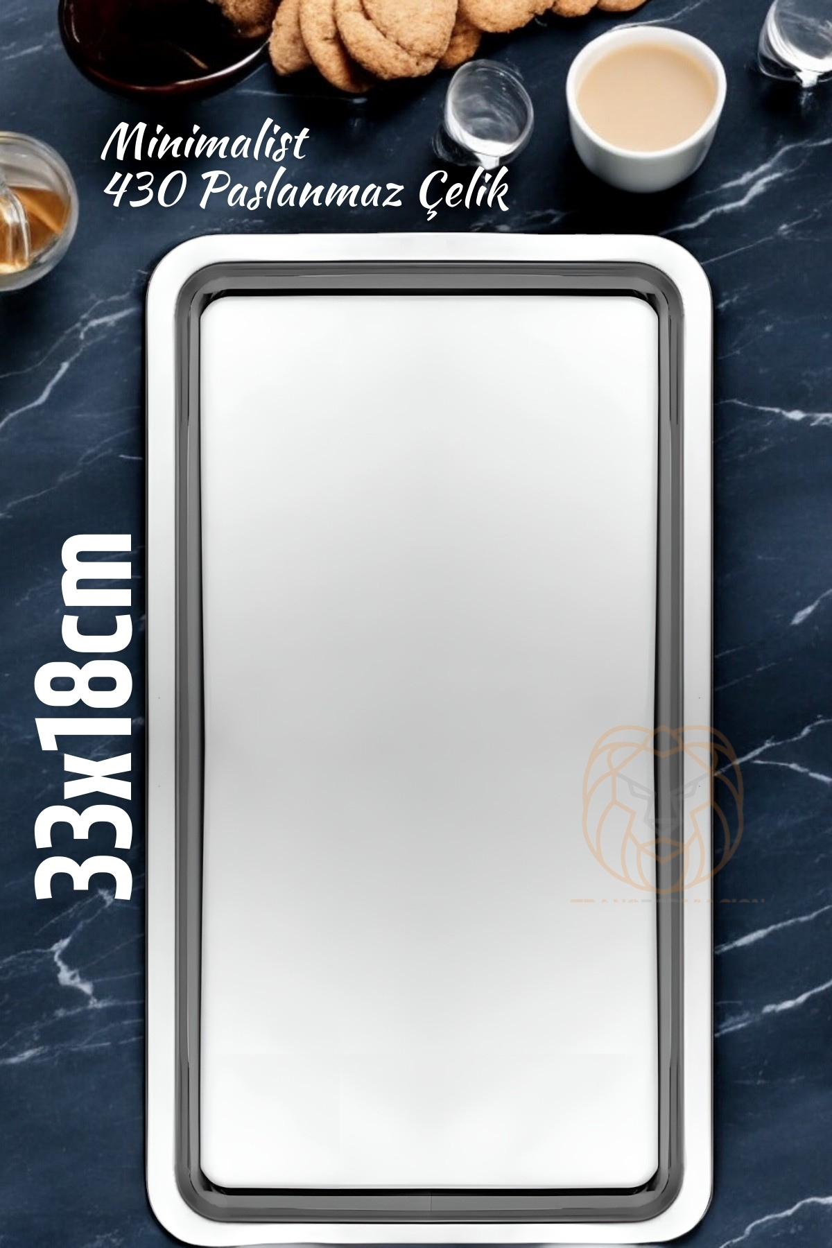 Sunum Tepsisi Çay Kahve Tepsisi  33x18 cm 430 Paslanmaz Çelik 721358