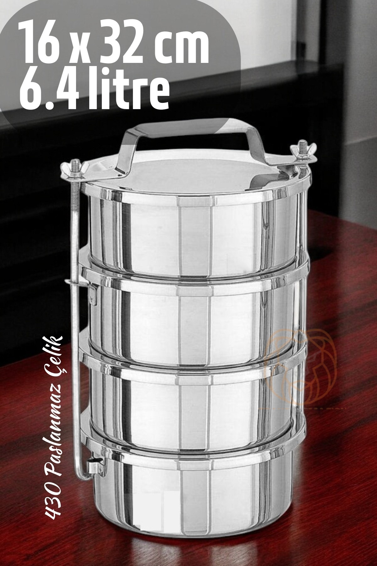 TransForMacion Sefer Tası Yemek Kabı Paslanmaz Çelik 4 Katlı 16 cm 1.6 LİTRE 721362