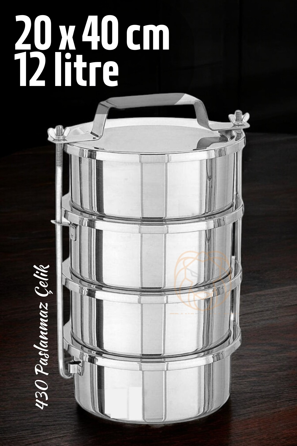TransForMacion Sefer Tası Yemek Kabı Paslanmaz Çelik 4 Katlı 20 cm 3 LİTRE 721363
