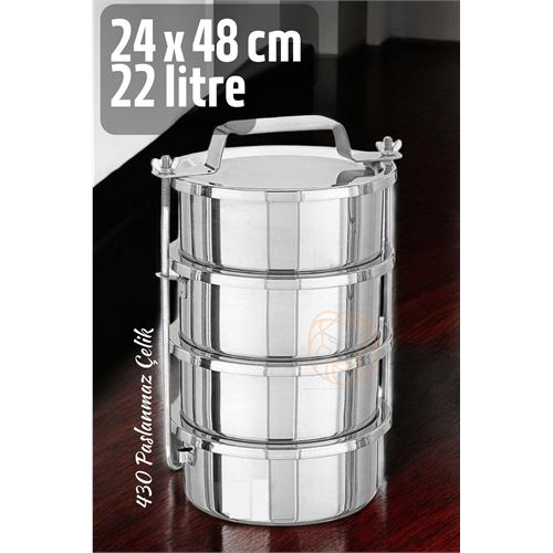 TransForMacion Sefer Tası Yemek Kabı Paslanmaz Çelik 4 Katlı 24 cm 5.5 LİTRE 721364