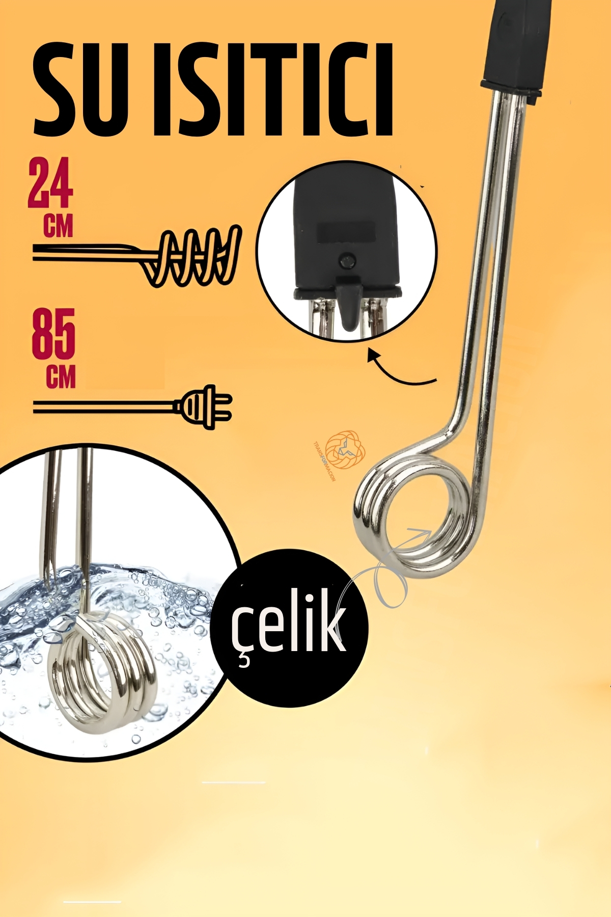 ModaCar Daldırma Tip Çelik Su Isıtıcı 1500 Watt