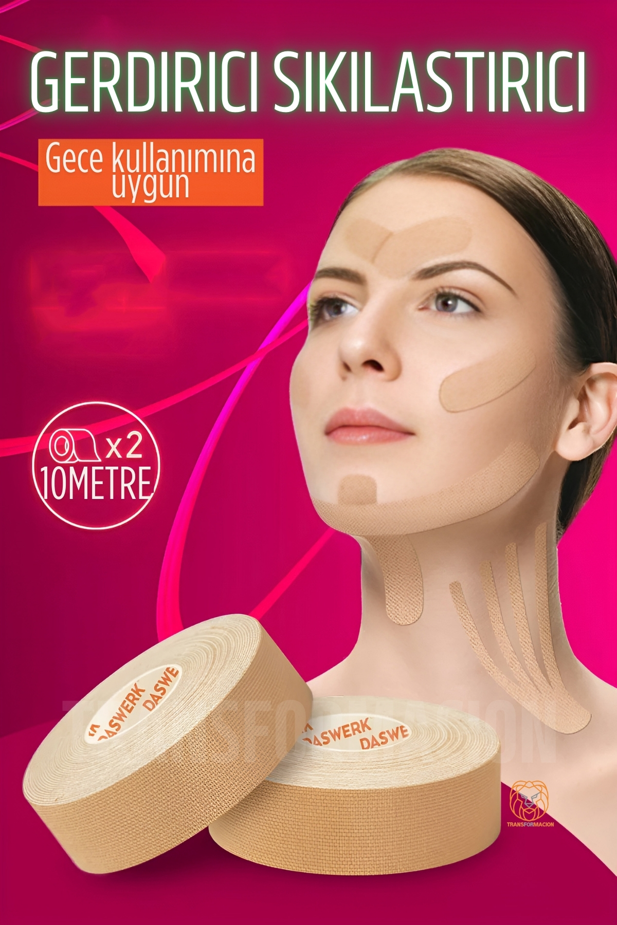 ModaCar Yüz Boyun Gerdirici Bant Gece Sıkılaştırıcı Bant 10 METRE  