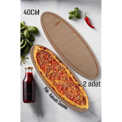 ModaCar Ahşap Pide Sunum ve Kesim Tahtası 2 adet 40 Cm  