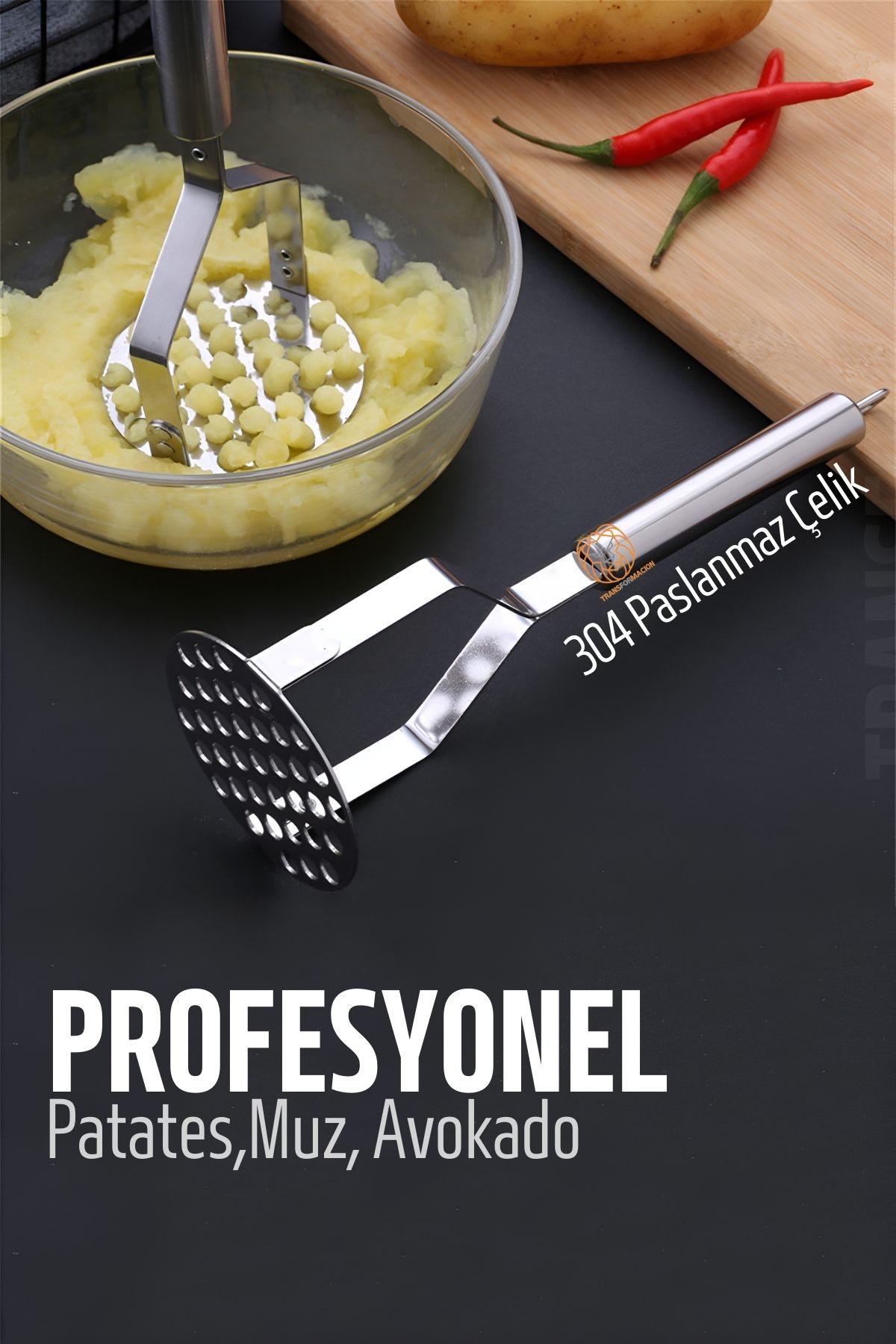 Patates Ezici  304 Paslanmaz Çelik Havuç Muz Avokado Ezici