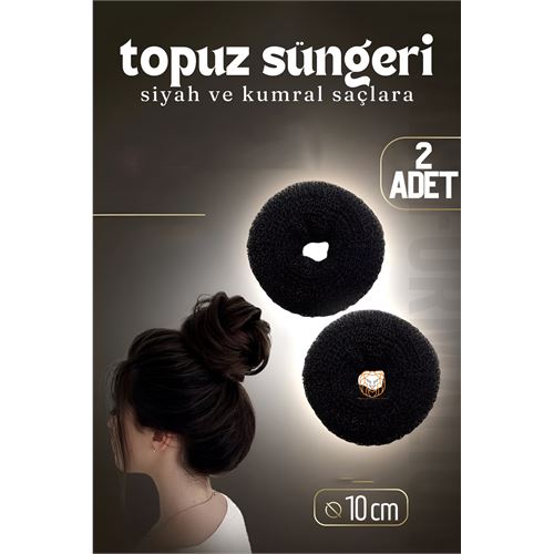 ModaCar Siyah Saç Topuz Süngeri 2 ADET 10 CM Çap 4 cm Kalınlık  