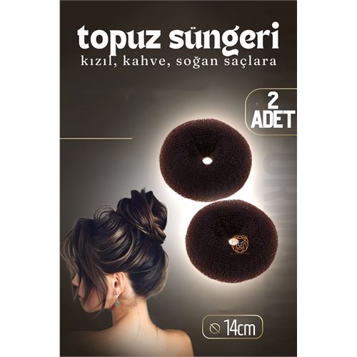 ModaCar Kahve Saç Topuz Süngeri 2 ADET 14 CM Çap 6 cm Kalınlık  