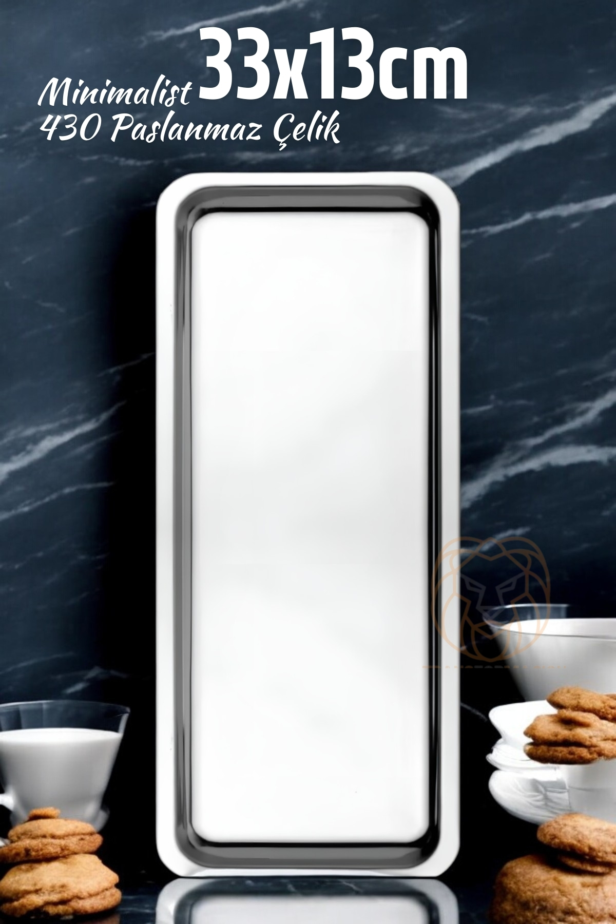 Sunum Tepsisi Çay Kahve Tepsisi 33x13 cm 430 Paslanmaz Çelik  