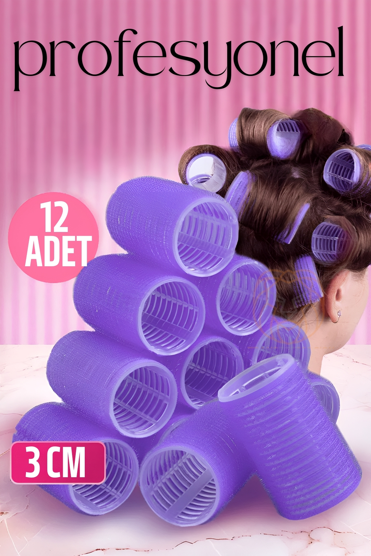 3 Cm Bigudi  Isısız Saç Şekillendirme Doğal Bukle Bigudisi Profesyonel 12 ADET 721375 