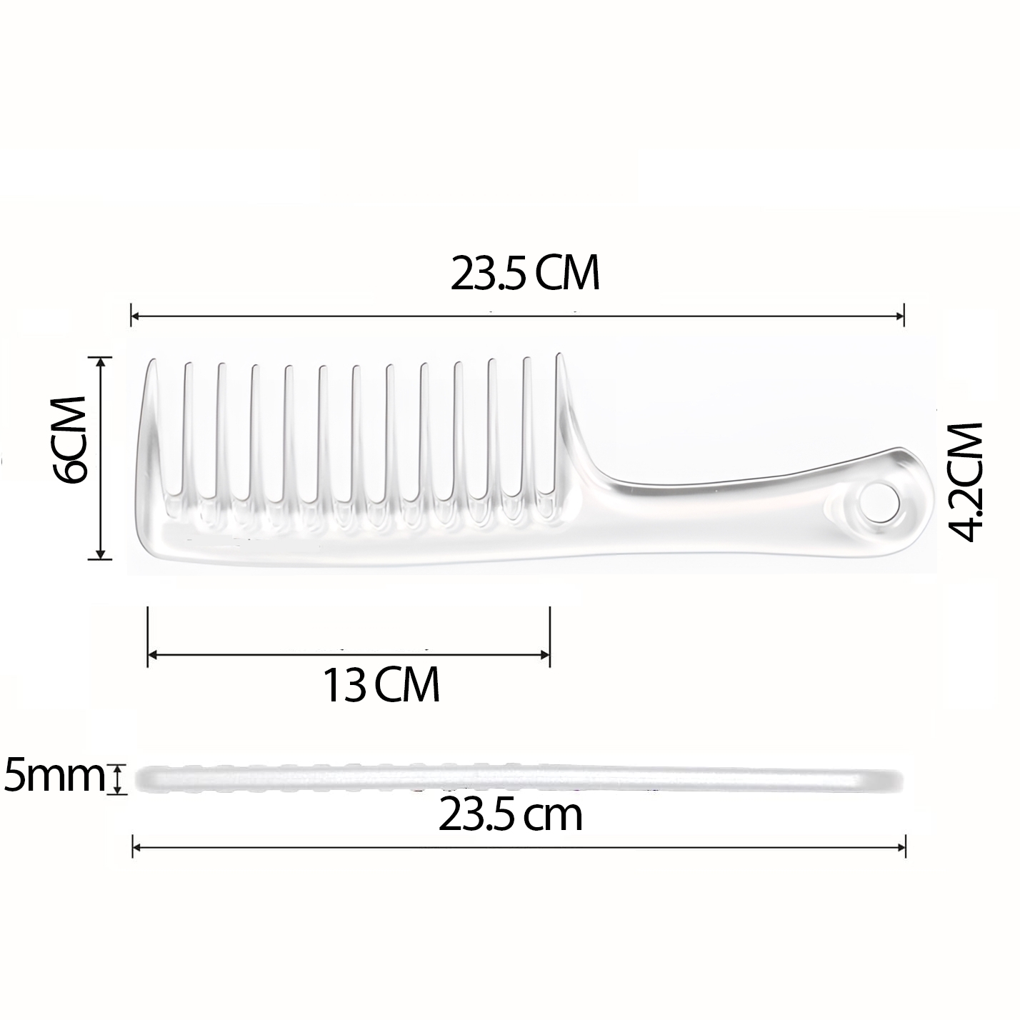 Geniş Dişli Kristal Şeffaf Masaj Etkili Saç Açma Tarağı 721395