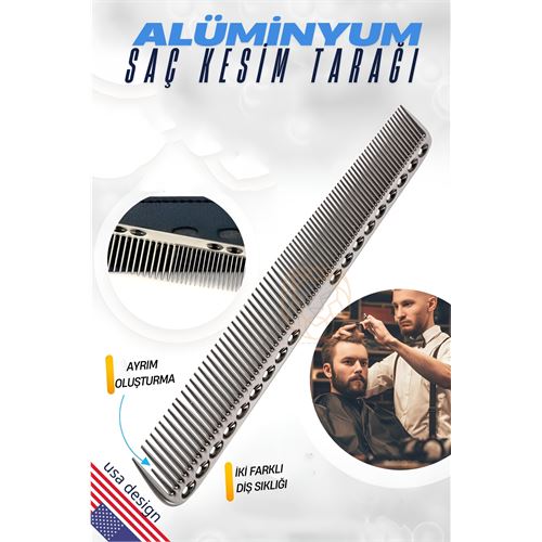 Transformacion Alüminyum Saç Kesim Tarağı Saç Şekillendirme Düzeltme Tarağı GRİ 721400
