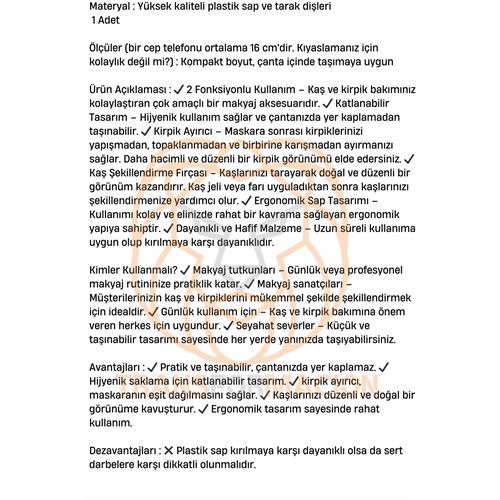 TransForMacion Kirpik Fırçası Kaş Tarağı Kaş ve Kirpik Fırçlı Tarak 721402