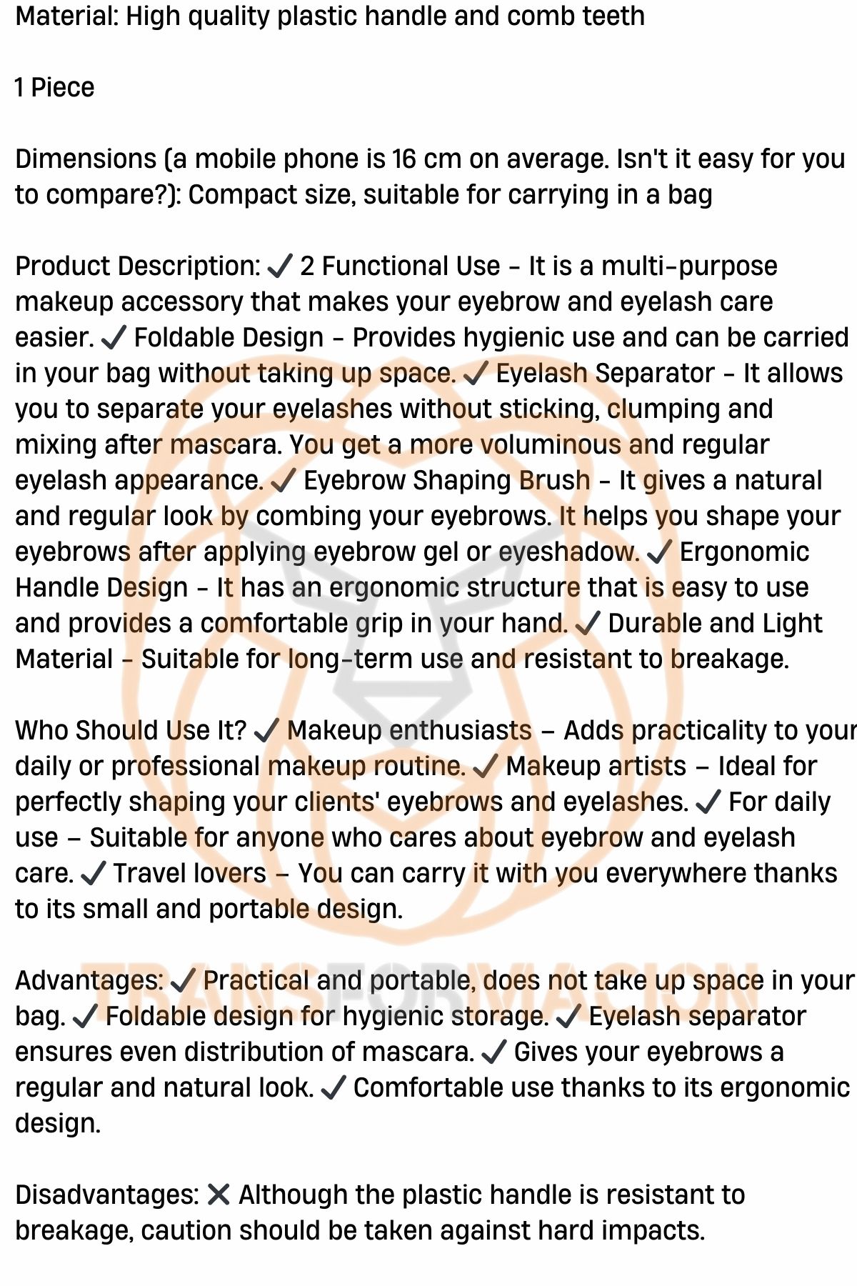 Kirpik Fırçası Kaş Tarağı Kaş ve Kirpik Fırçlı Tarak 721402