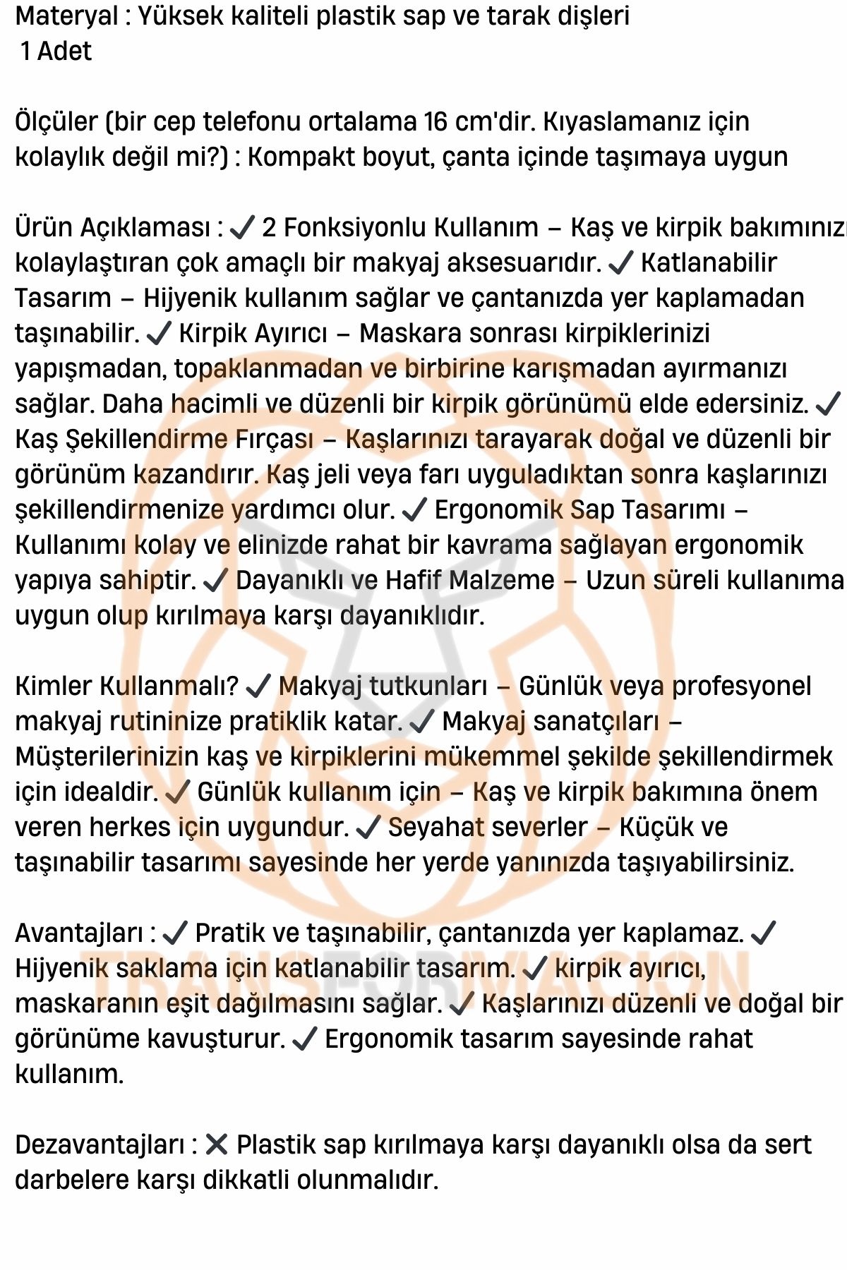 Kirpik Fırçası Kaş Tarağı Kaş ve Kirpik Fırçlı Tarak 721402