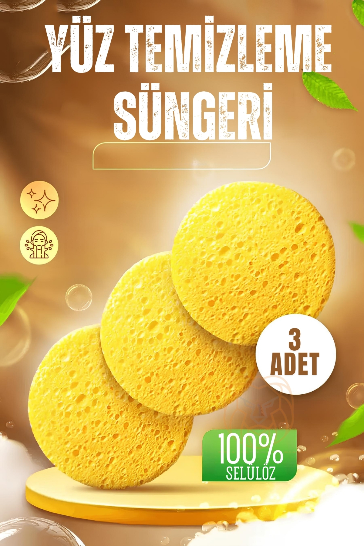  Makyaj Temizlik Pedi Cilt Temizlik Süngeri Doğal Selülöz 3 ADET 721403