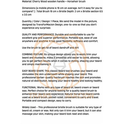TransForMacion At Kılı Sakal Tarama Fırçası Kısa Sakal Bıyık Fırçası Ahşap 721408