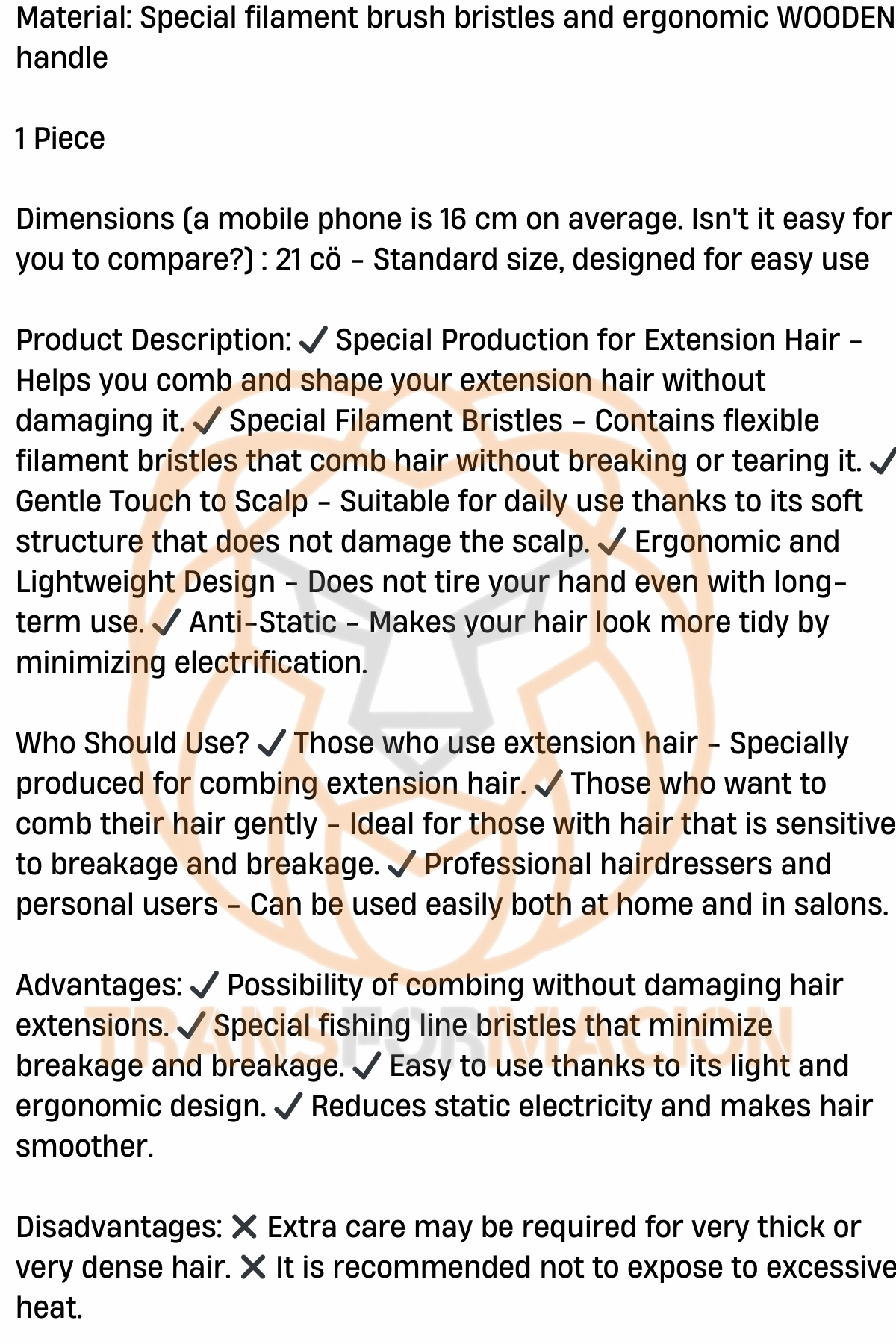 Keratin Mikro Kaynak Saç Açma Fırçası Sağlıklı Ahşap 721412 