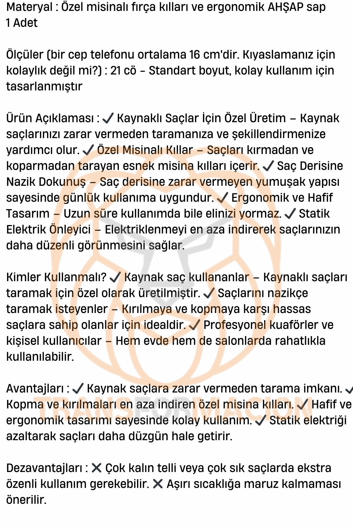 Keratin Mikro Kaynak Saç Açma Fırçası Sağlıklı Ahşap 721412 