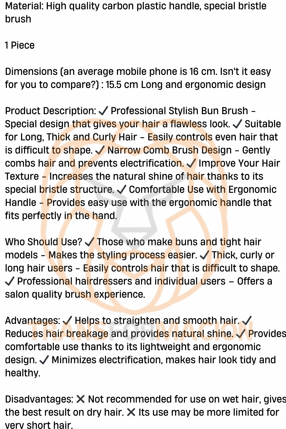 TransForMacion Saç Topuz Fırçası 2 Yönlü Professional 721415