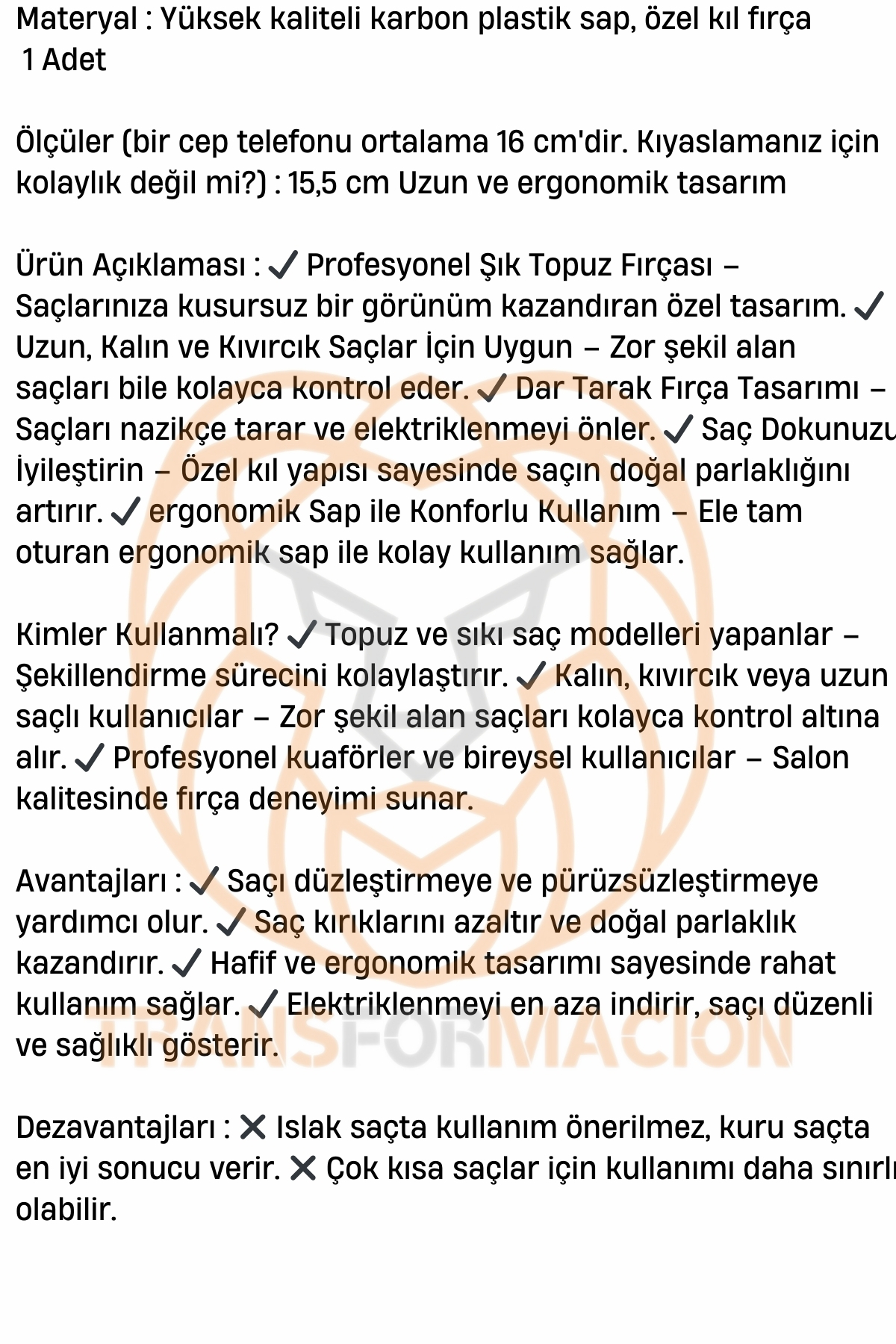 TransForMacion Saç Topuz Fırçası 2 Yönlü Professional 721415