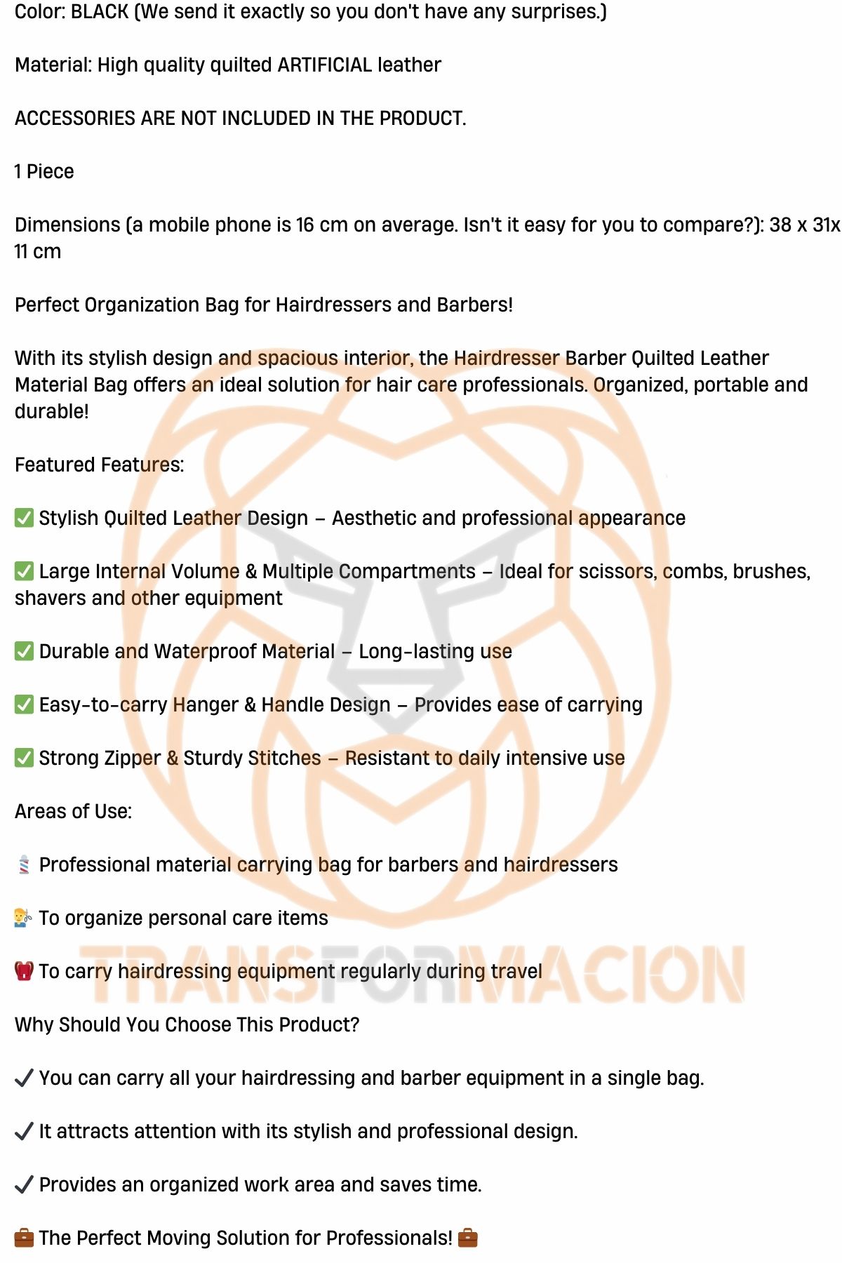 TransForMacion Kuaför Çantası Kapitone Deri Berber Çantası  721461