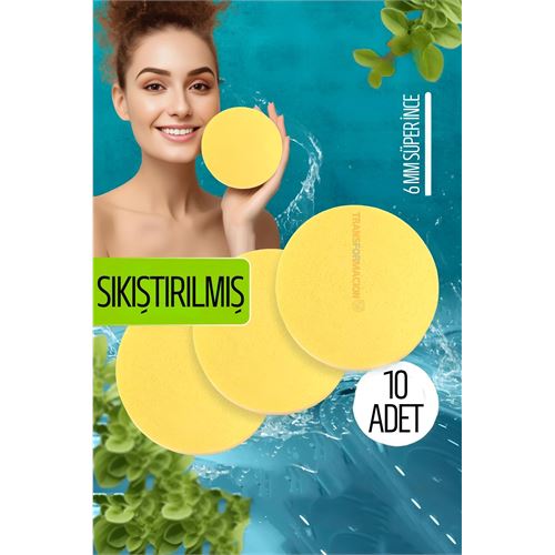 TransForMacion Sıkıştırılmış Makyaj Temizlik Pedi Cilt Temizlik Süngeri Doğal Selülöz 10 ADET 721467