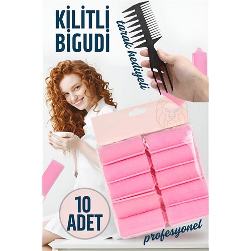 ModaCar Süngerli Kilitli Bigudi Tarak Seti 10 Adet 
