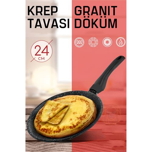 ModaCar Krep Tavası Granit Döküm Profesyonel 