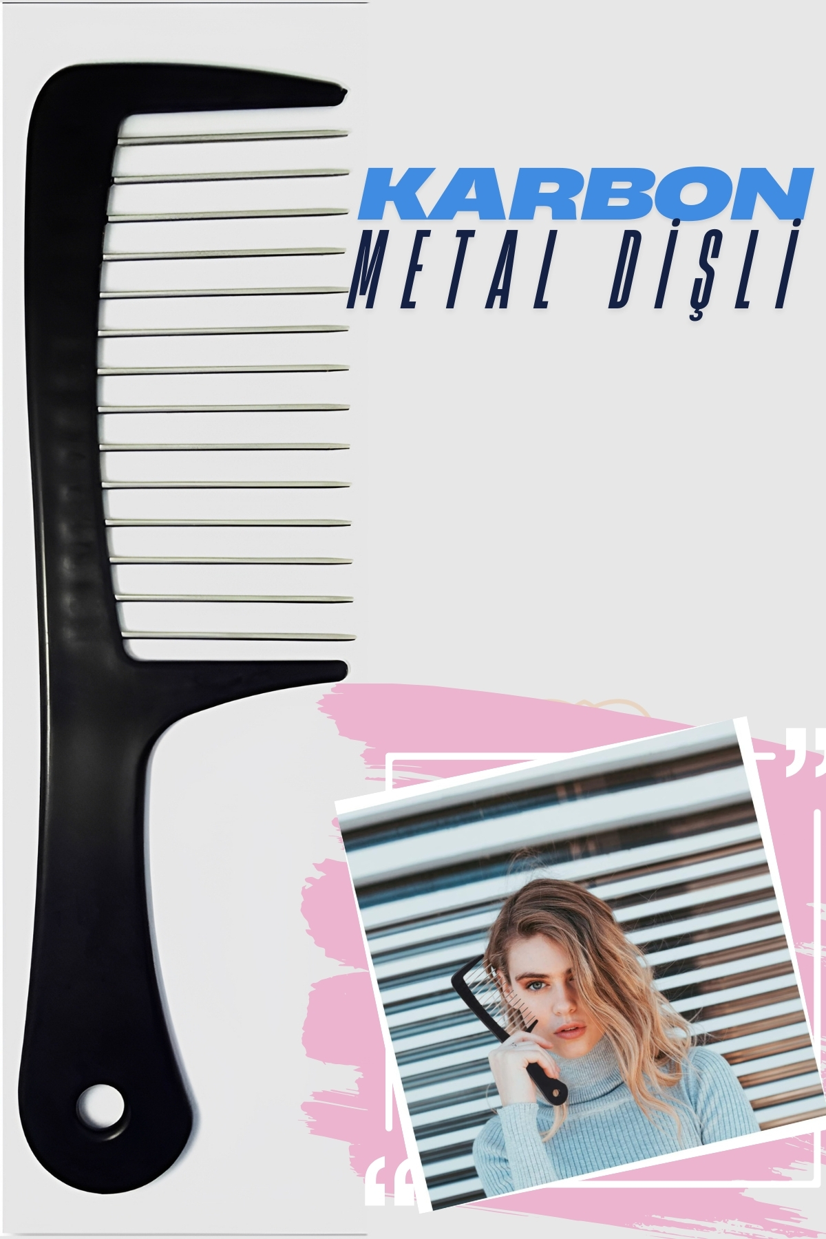 Metal Dişli Masaj Etkili Saç Açma Tarağı 