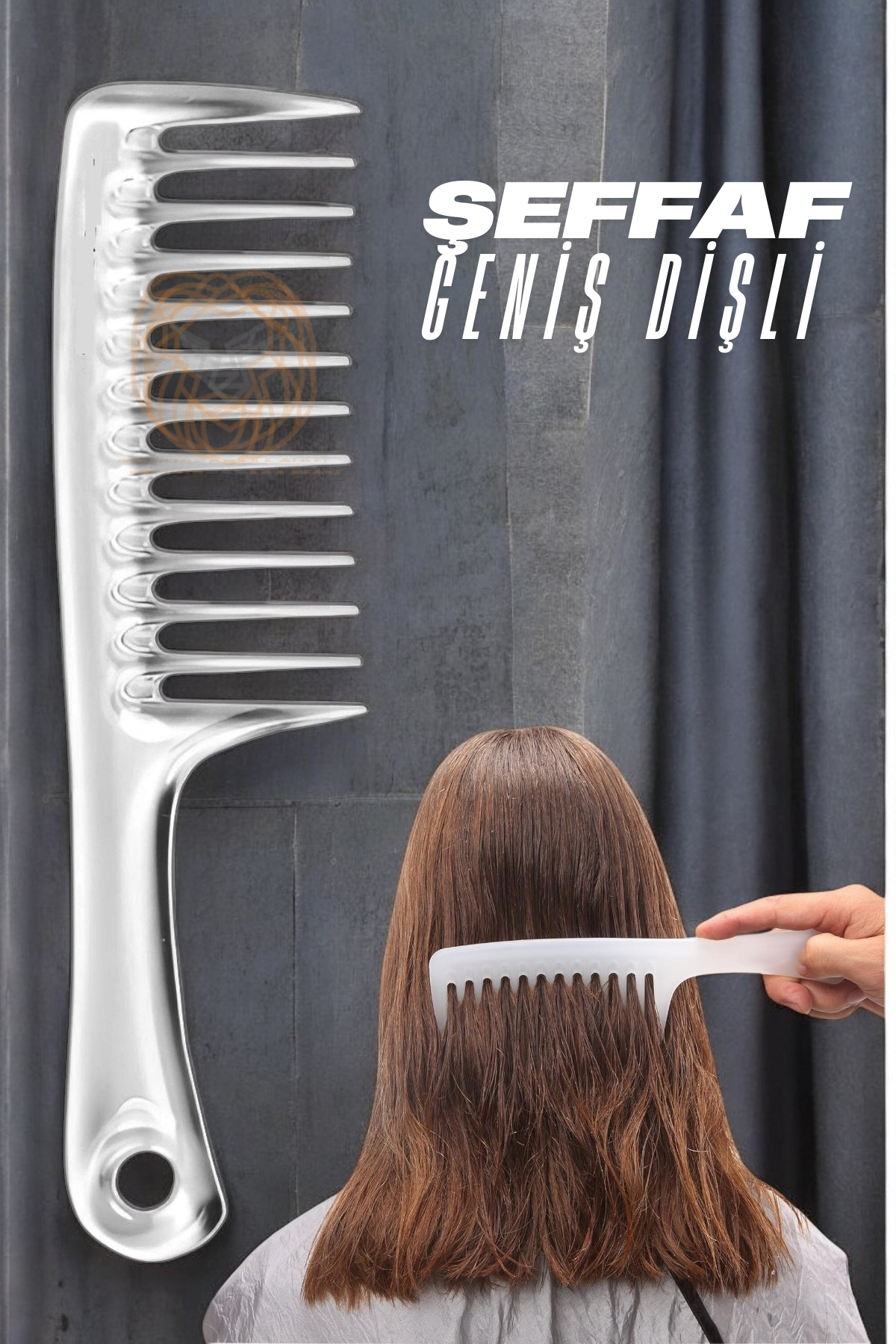 Geniş Dişli Kristal Şeffaf Masaj Etkili Saç Açma Tarağı 