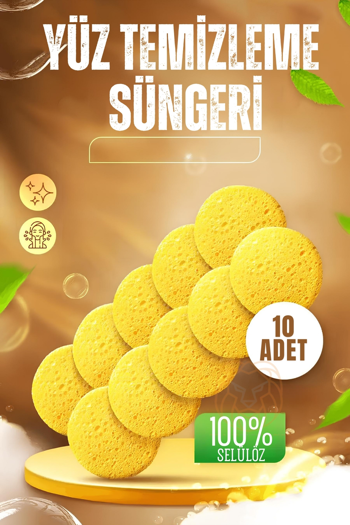  Makyaj Temizlik Pedi Cilt Temizlik Süngeri Doğal Selülöz 10 ADET 