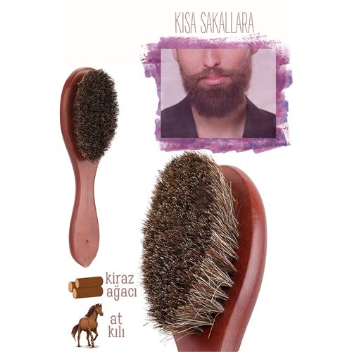 ModaCar At Kılı Sakal Tarama Fırçası Kısa Sakal Bıyık Fırçası Ahşap 