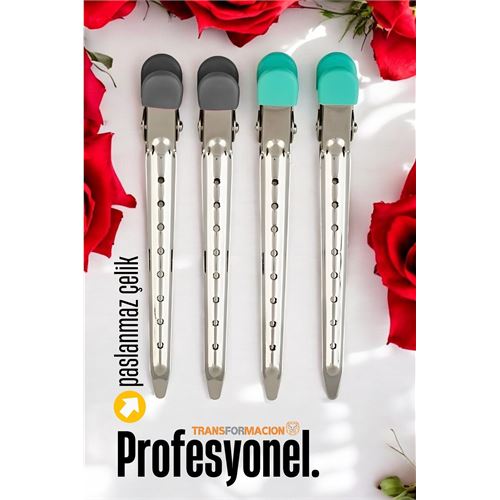 ModaCar Saç Klipsi Metal 304 Çelik Toka Profesyonel 4 Adet  