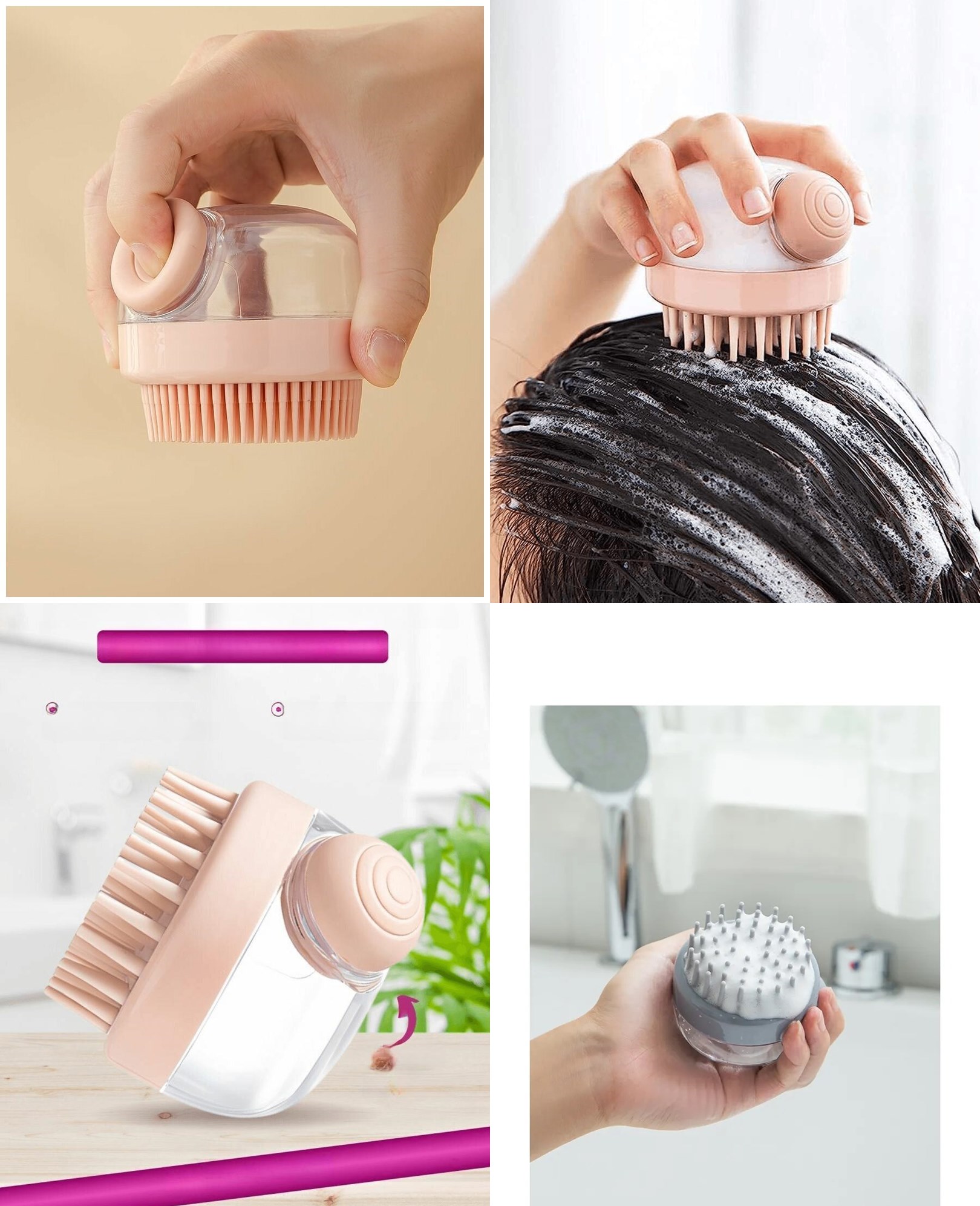 Şampuan Hazneli Silikon Peeling ve Masaj Fırçası  